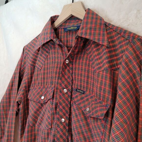 Vintage OshKosh B'Gosh Long Sleeve Snap Button Shirt, Men's Size Small - Picture 3 of 6